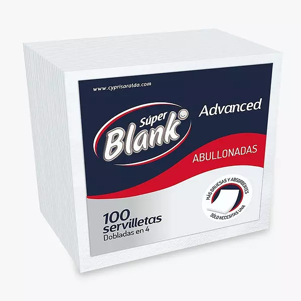 Servilleta Super Blank Advanced Entera Abull X 100 Unds