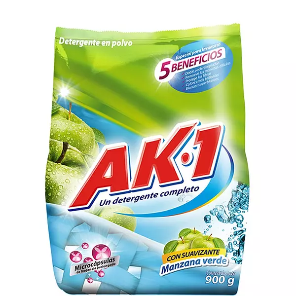 Detergente En Polvo Ak-1 Manzana X 900 Grs