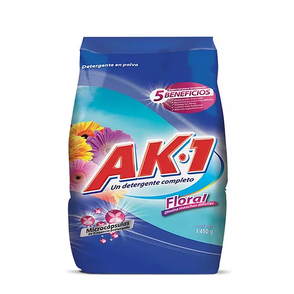 Detergente En Polvo Ak-1 Floral X 1.450 Grs