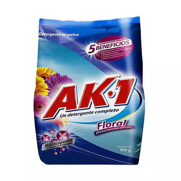 Detergente En Polvo Ak-1 Floral X 900 Grs