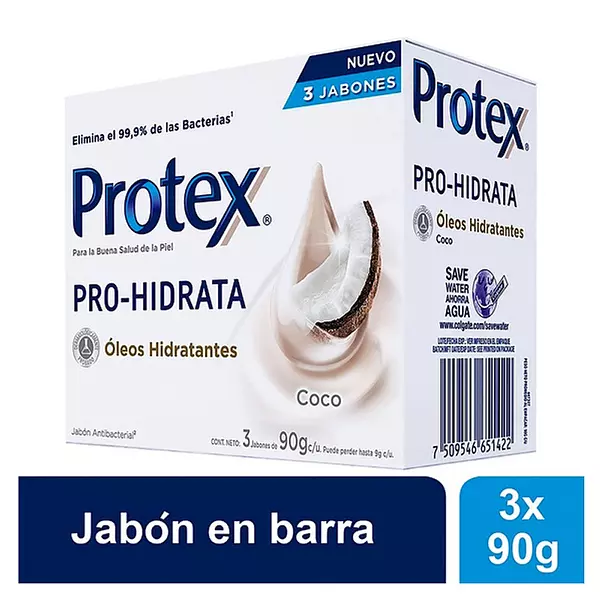 Jabon Protex Pr-Hidra Coco X 90 Grs X 3 Unds