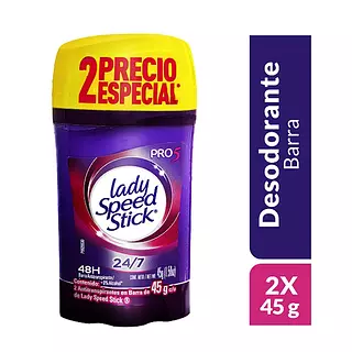 Desodorante Lady Speed X 45grs X 2uds Bar.Pro 5