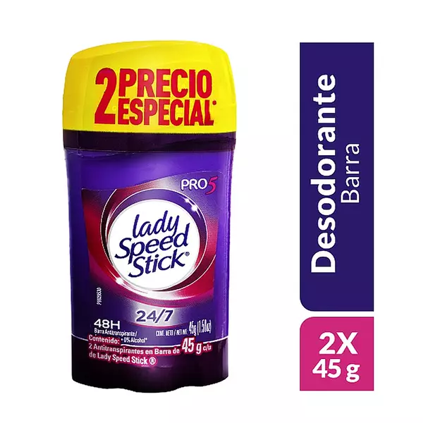 Desodorante Lady Speed X 45grs X 2uds Bar.Pro 5