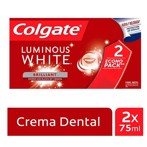 Crema Colgate Luminous White X75 Grs X2 Unds P/E